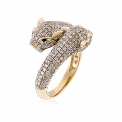 Ring "Duo de Panthères Sapphire" Yellow Gold and Diamonds