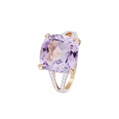 Ring "Pink Fiction Amethyst" Yellow Gold and Diamonds