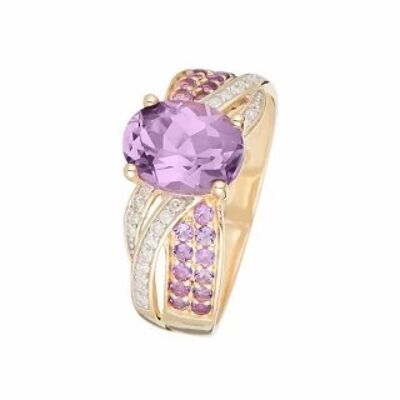 Anello "Ballarat Amethyst" in Oro Giallo e Diamanti