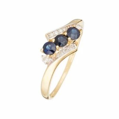 Anello "Melbourne Sapphire" in Oro Giallo e Diamanti