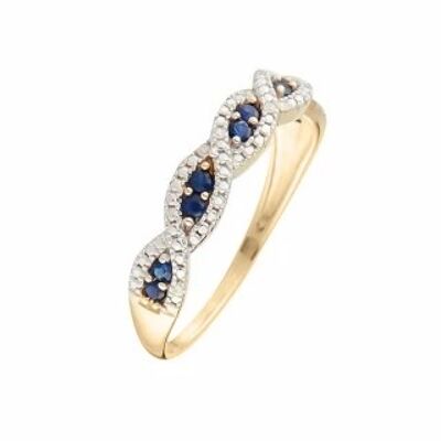 Anello "Saly Sapphire" in Oro Giallo e Diamanti