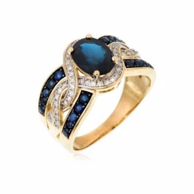 Anello "Dakan Sapphire" in Oro Giallo e Diamanti