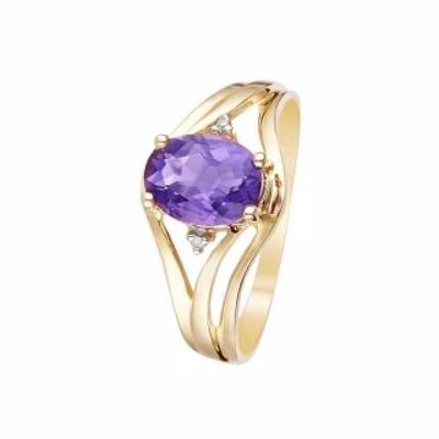 Anello "Manaus Amethyst" in Oro Giallo e Diamanti