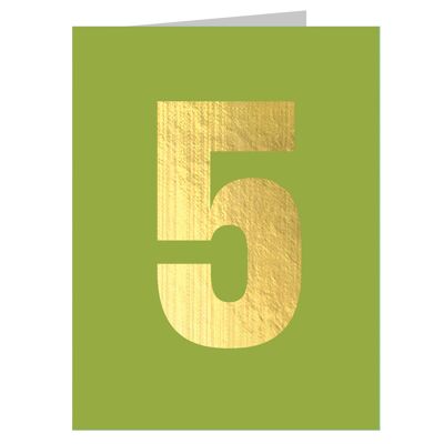 TGD05 Mini-Karte mit der Zahl „Fünf“ mit Goldfolie
