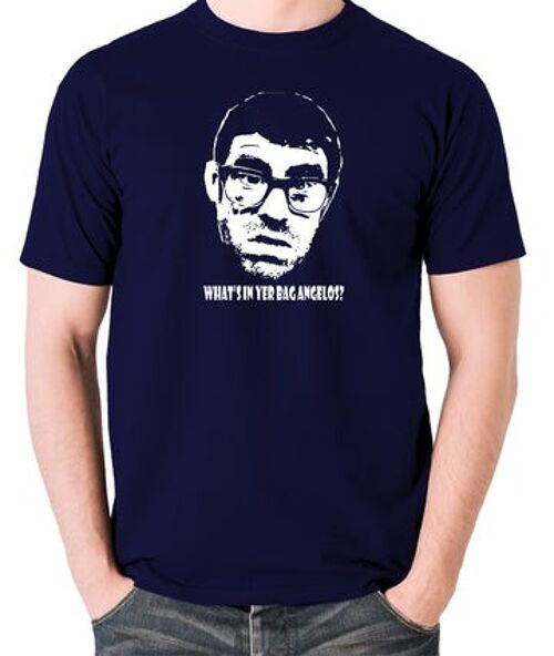 Vic And Bob Inspired T Shirt - What's In Yer Bag Angelos? navy