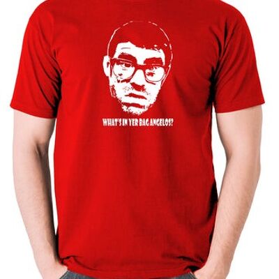 Vic And Bob Inspired T Shirt - What's In Yer Bag Angelos? red