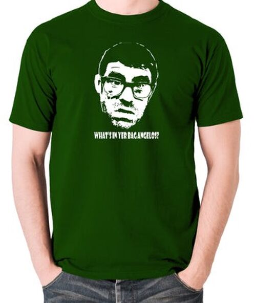 Vic And Bob Inspired T Shirt - What's In Yer Bag Angelos? green