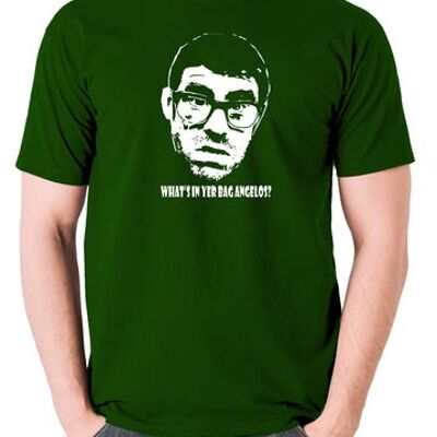 Vic And Bob Inspired T Shirt - What's In Yer Bag Angelos? green