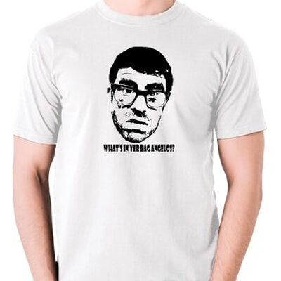 Vic And Bob Inspired T Shirt - What's In Yer Bag Angelos? white