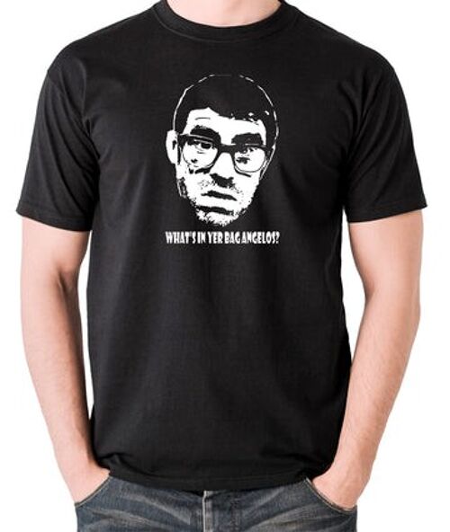 Vic And Bob Inspired T Shirt - What's In Yer Bag Angelos? black