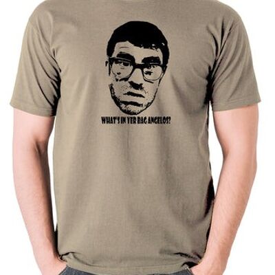 Vic And Bob Inspired T Shirt - What's In Yer Bag Angelos? khaki