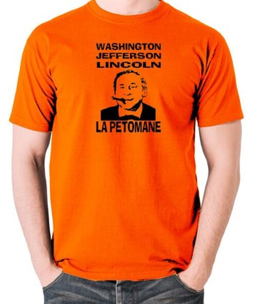 Blazing Saddles Inspired T Shirt - Washington, Jefferson, Lincoln, La Petomane orange