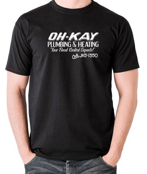 Home Alone Inspired T Shirt - Oh-Kay Plumbing And Heating Your Flood Control Experts black