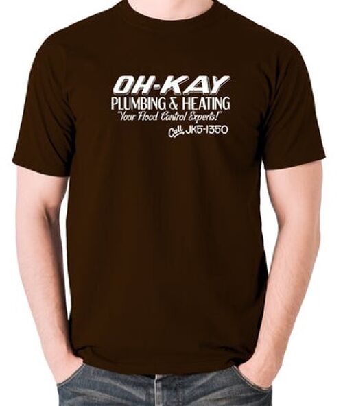 Home Alone Inspired T Shirt - Oh-Kay Plumbing And Heating Your Flood Control Experts chocolate
