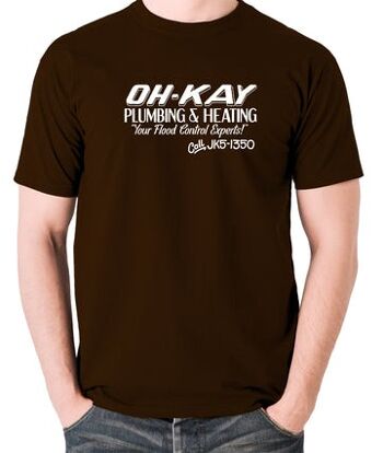 T-shirt inspiré de Home Alone - Oh-Kay Plomberie et chauffage Vos experts en contrôle des inondations chocolat