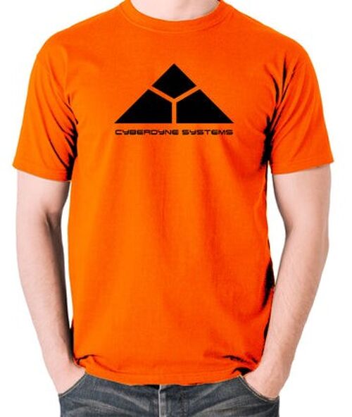 Terminator Inspired T Shirt - Cyberdyne Systems orange