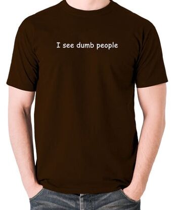 Le t-shirt inspiré de la foule informatique - I See Dumb People chocolat