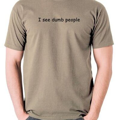La maglietta ispirata alla folla IT - I See Dumb People color kaki