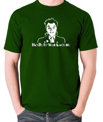 T-shirt inspiré des jeunes - Hands Up Who Likes Me vert