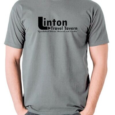 Camiseta inspirada en Alan Partridge - Linton Travel Tavern equidistante entre Norwich y Londres gris