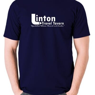 Alan Partridge Inspired T Shirt - Linton Travel Tavern Equidistant Between Norwich And London navy