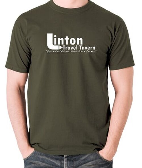 Alan Partridge Inspired T Shirt - Linton Travel Tavern Equidistant Between Norwich And London olive
