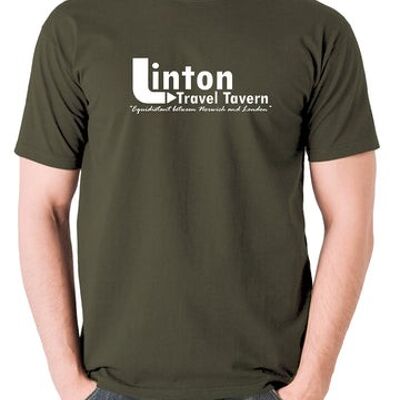 Camiseta inspirada en Alan Partridge - Linton Travel Tavern equidistante entre Norwich y Londres oliva