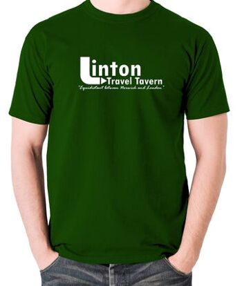 T-shirt inspiré d'Alan Partridge - Linton Travel Tavern à égale distance entre Norwich et Londres vert