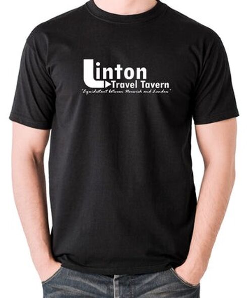 Alan Partridge Inspired T Shirt - Linton Travel Tavern Equidistant Between Norwich And London black