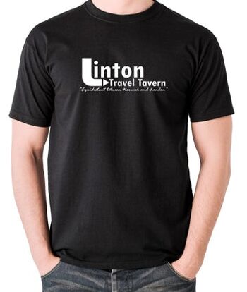 T-shirt inspiré d'Alan Partridge - Linton Travel Tavern à égale distance entre Norwich et Londres noir