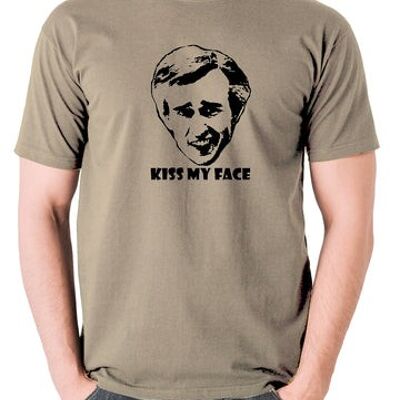 Alan Partridge inspiriertes T-Shirt - Küssen Sie mein Gesicht khaki