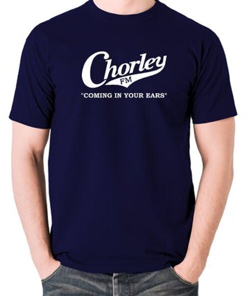 Alan Partridge Inspired T Shirt - Chorley FM, Coming In Your Ears navy