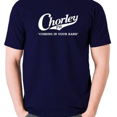 Alan Partridge Inspired T Shirt - Chorley FM, Coming In Your Ears navy