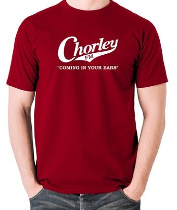 Alan Partridge Inspired T Shirt - Chorley FM, Coming In Your Ears rouge brique