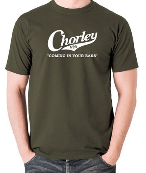 Alan Partridge Inspired T Shirt - Chorley FM, Coming In Your Ears olive