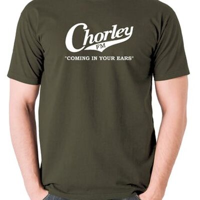 Alan Partridge Inspired T Shirt - Chorley FM, Coming In Your Ears olive