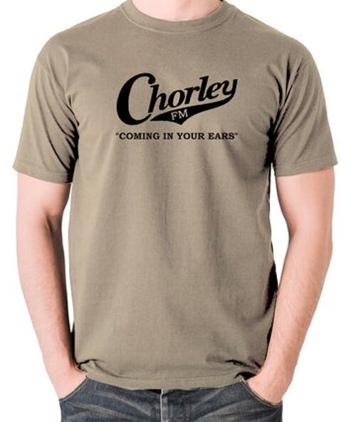 Alan Partridge Inspired T Shirt - Chorley FM, Coming In Your Ears khaki