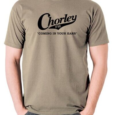 Alan Partridge Inspired T Shirt - Chorley FM, Coming In Your Ears khaki