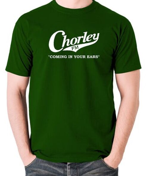 Alan Partridge Inspired T Shirt - Chorley FM, Coming In Your Ears green