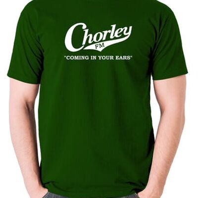 Alan Partridge Inspired T Shirt - Chorley FM, Coming In Your Ears green