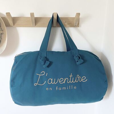 Sac Polochon bleu paon- L'Aventure en Famille