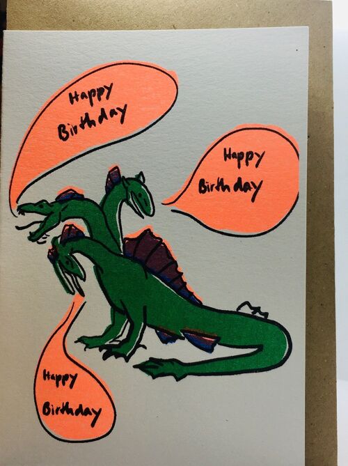 Karte Happy Birthday Drache