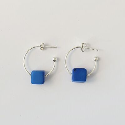 Leticia Maxi Square Tagua Nut Earring - Cobalt Blue