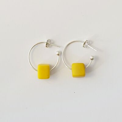 Leticia Maxi Square Tagua Nut Earring - Yellow