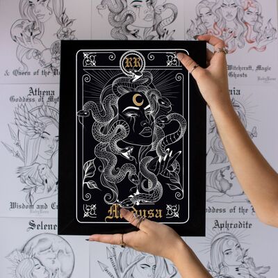 Limited Edition: Black, White & Gold Medusa Tarot Print