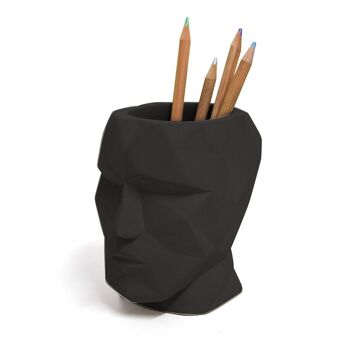 Porte-crayon, The Head, noir, ciment 3