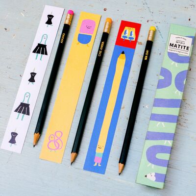 Set of 3 pencils with bookmarks