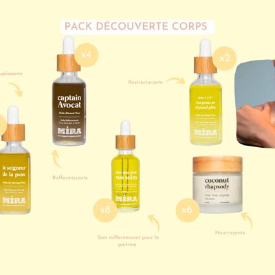 Body care discovery pack - 5 natural oils: pure Moringa, Coconut, Avocado, Kukui oil and natural breast firming serum