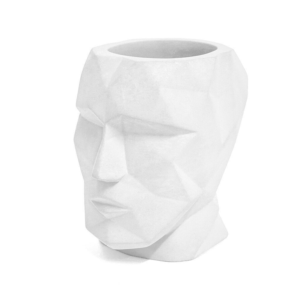 Pencil holder, The Head, white, cement