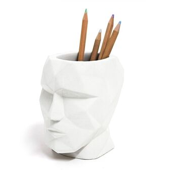 Porte-crayon, The Head, blanc, ciment 3